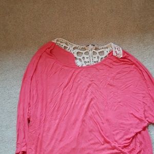 Coral dollman sleeve top